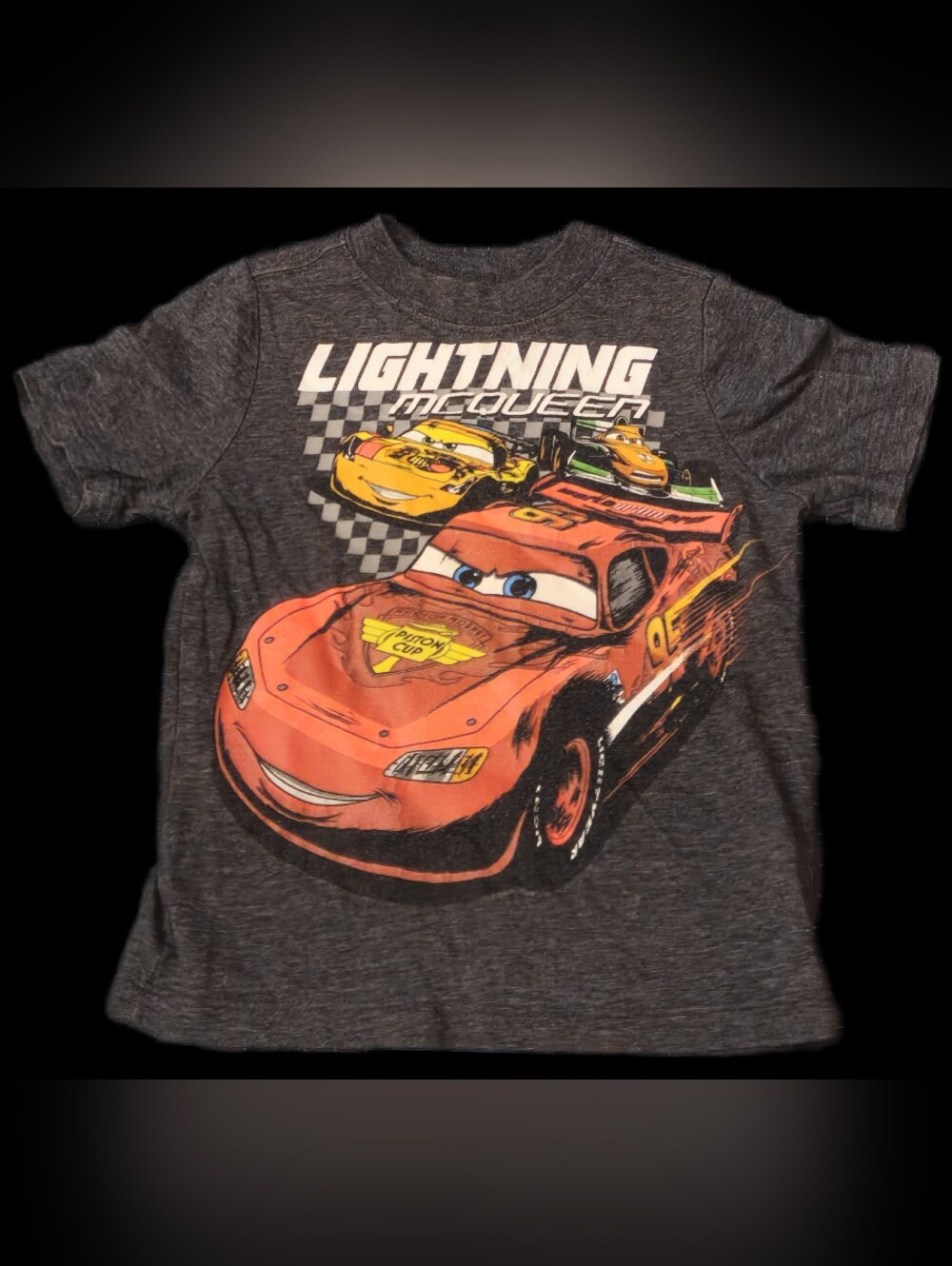 #KCB48 Lightning McQueen Cars Graphic Tee - Red on Heather Gray